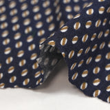 Jersey de coton imprimé grain de café fond bleu nuit