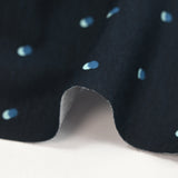Jersey de coton imprimé ombre de pois fond bleu nuit