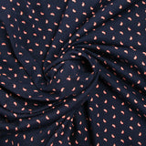 Punto de algodón con estampado de burbujas marrón y lunares azul marino