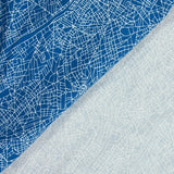 Blue background map printed cotton jersey