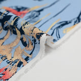 Viscose printed shadow of tulips blue background
