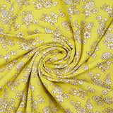 Off-white spring printed viscose with sulfur yellow background