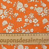 Off-white spring printed viscose with orange background