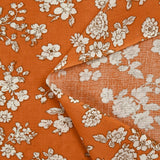 Off-white spring printed viscose with orange background