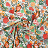 Orange and green exotic fruit printed cotton poplin