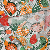 Orange and green exotic fruit printed cotton poplin