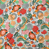Orange and green exotic fruit printed cotton poplin