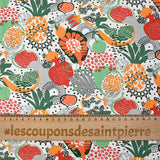 Orange and green exotic fruit printed cotton poplin