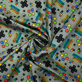 Cotton poplin printed with gaming mouse gray background