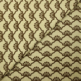 Brown graphic printed cotton poplin with beige background