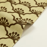 Brown graphic printed cotton poplin with beige background