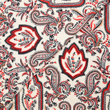 Coral cashmere-style printed crepe with ecru background