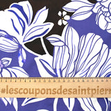 Viscose printed floral garden purple brown background