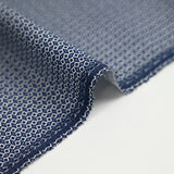Polycotton poplin geometric print blue white background