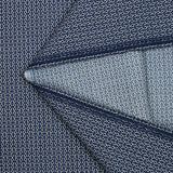 Polycotton poplin geometric print blue white background