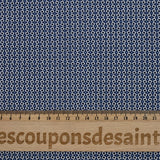 Polycotton poplin geometric print blue white background