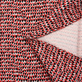 Maille jacquard polyviscose pois rouge et noir fond blanc