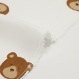 Double gauze printed teddy bear white background