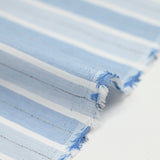 Jacquard de popelín de polialgodón con rayas blancas, azules y negras
