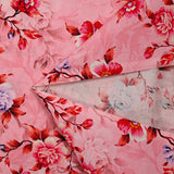 Cotton poplin printed with romantic coral pink background