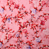 Cotton poplin printed with romantic coral pink background