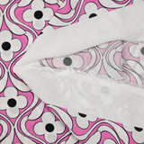 Black floral printed viscose with pink background