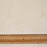 Ecru embroidered scuba suede