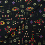 Pixel flower printed cotton poplin black background