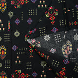 Pixel flower printed cotton poplin black background