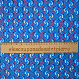 Cotton wave print fuchsia blue background