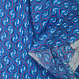 Cotton wave print fuchsia blue background