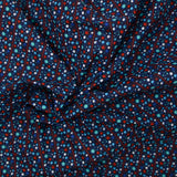 Cotton planet print with red stripes and navy background