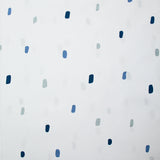 Cotton poplin printed blue and gray line on white background