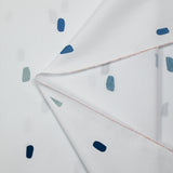 Cotton poplin printed blue and gray line on white background