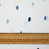 Cotton poplin printed blue and gray line on white background