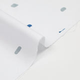 Cotton poplin printed blue and gray line on white background