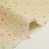Mezcla de lana tweed confeti rosa y azul fondo amarillo