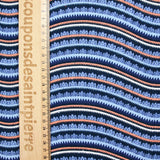 Double gauze printed wave and orange blue feather