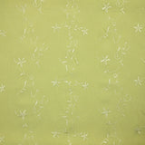 Polyester veil embroidered lime green flowers and foliage
