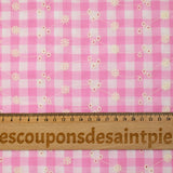 Cotton Vichy embroidered Pink Flora