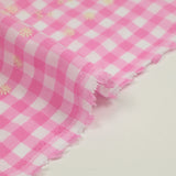 Cotton Vichy embroidered Pink Flora