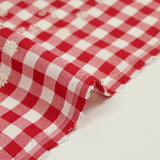 Cotton Vichy embroidered Red Flora