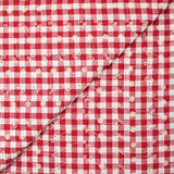 Cotton Vichy embroidered Red Flora