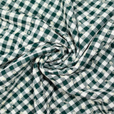 Cotton Vichy embroidered Flora forest green