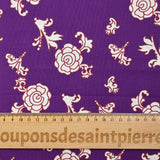 Brown ornamental printed cotton poplin with purple background