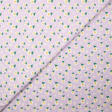 White daisy printed cotton poplin with purple background