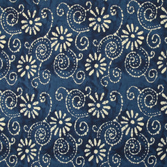 Coton batik imprimé Udaipur fond marine