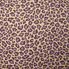 Coton imprimé léopard violet fond jaune beurre