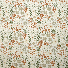 Coton imprimé les fleurs d'Ilona fond blanc cassé
