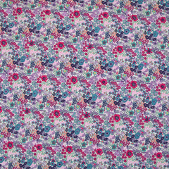 Coton imprimé Matilde fleurs fuchsia et canard au mètre